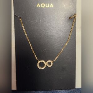 AQUA, BLOOMINGDALE'S, STERLING SILVER IN GOLD,  CRYSTAL NECKLACE, NEW